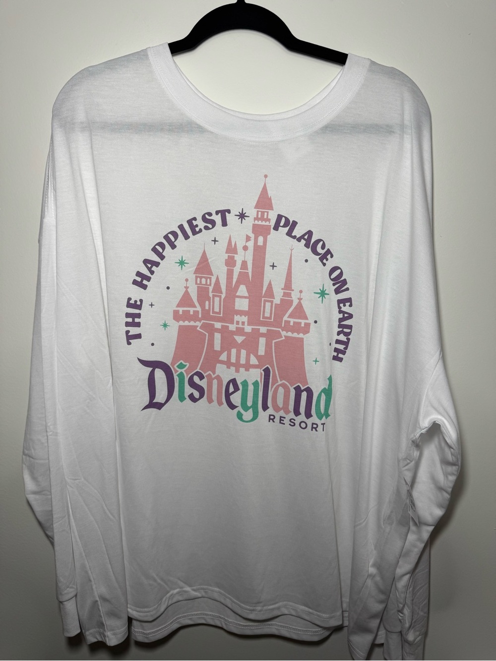 NWT Disney White Long Sleeve Girly Pastel Pink Castle Shirt Plus Size 3X